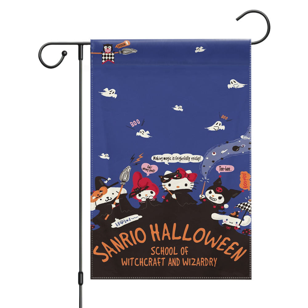 Hello Kitty Witch School Halloween Garden Flags Yard Outdoor Lawn 12 X 18
