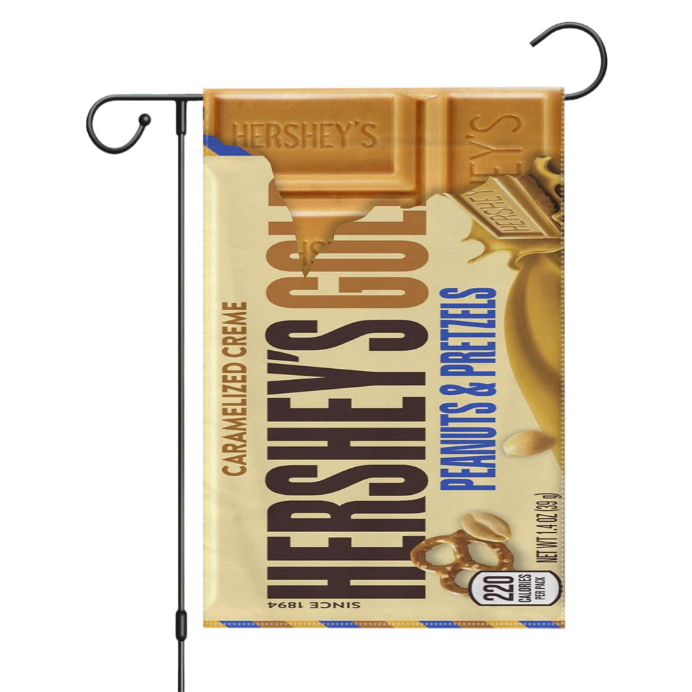 Hershey Gold Peanuts Pretzels Chocolate Candy Bar Garden Flags Yard Outdoor Lawn 12 X 18