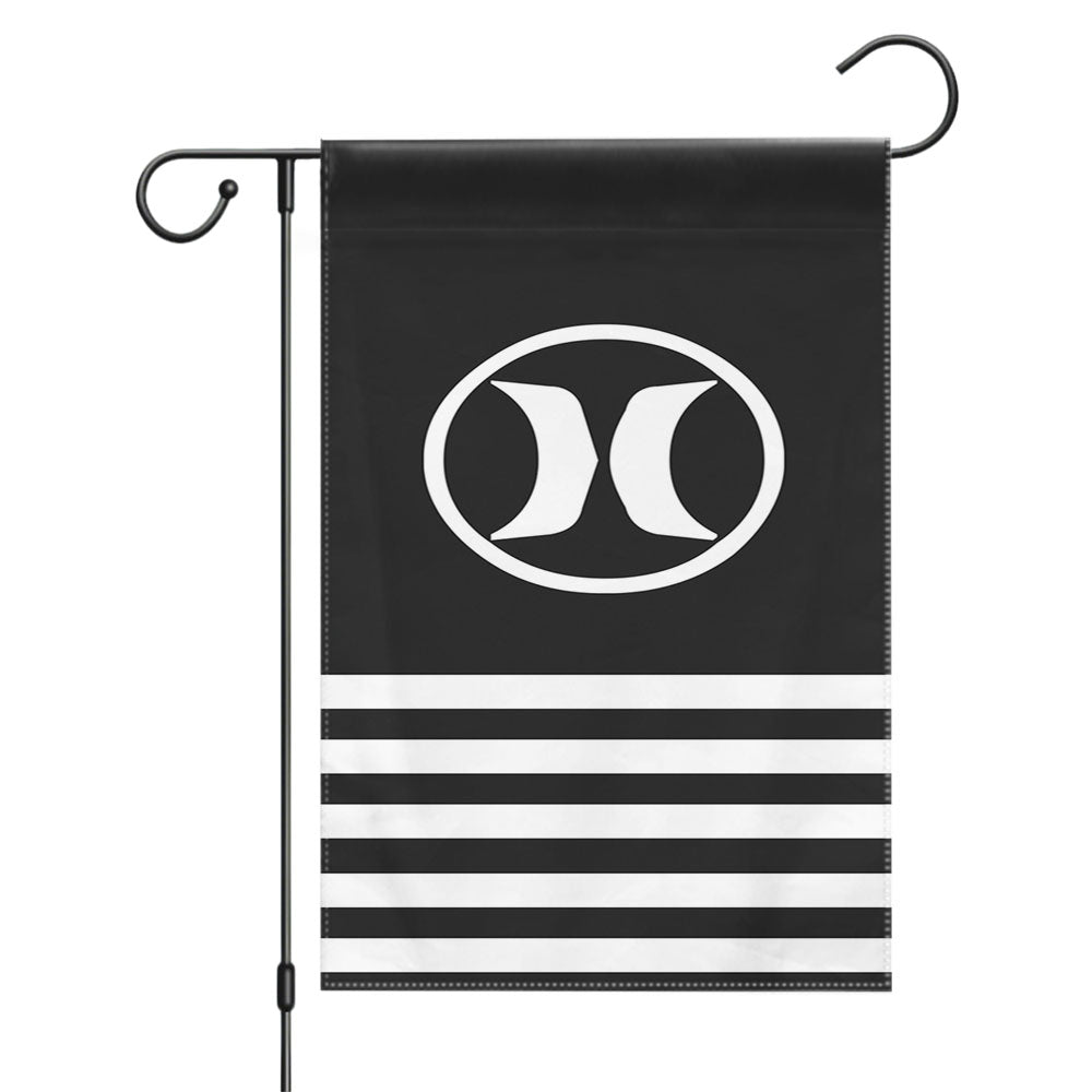 Hurley Black White Stripe Logo Garden Flags Yard Outdoor Lawn 12 X 18