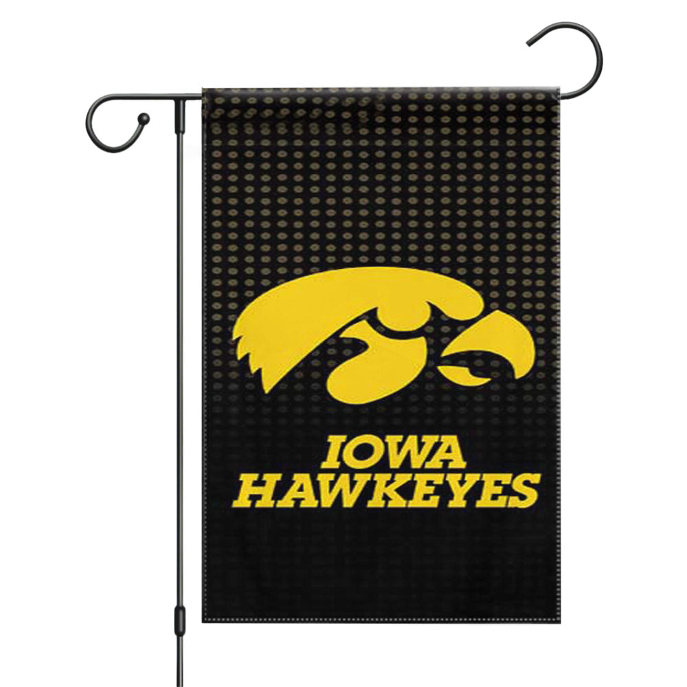 Iowa Hawkeyes Logo Dots Garden Flags Yard Outdoor Lawn 12 X 18