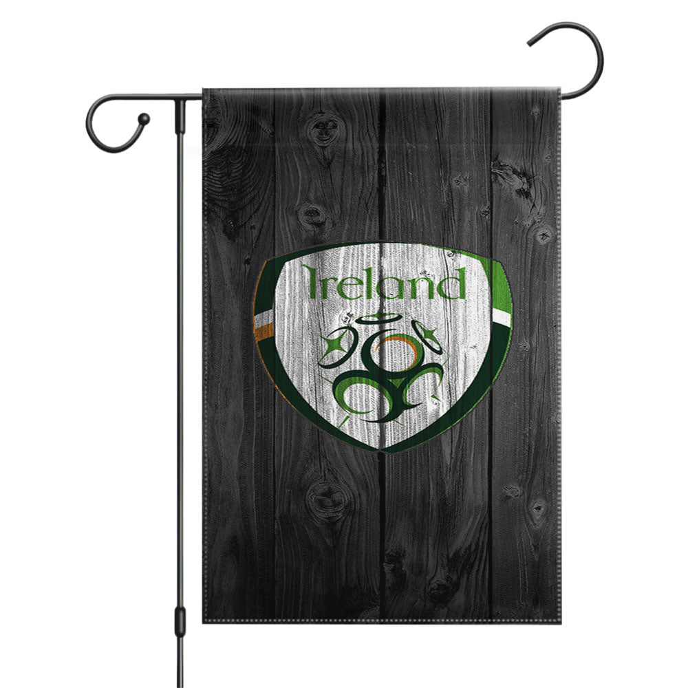 Ireland National Team Logo Dark Wood Wallpaper Garden Flags Yard Outdoor Lawn 12 X 18