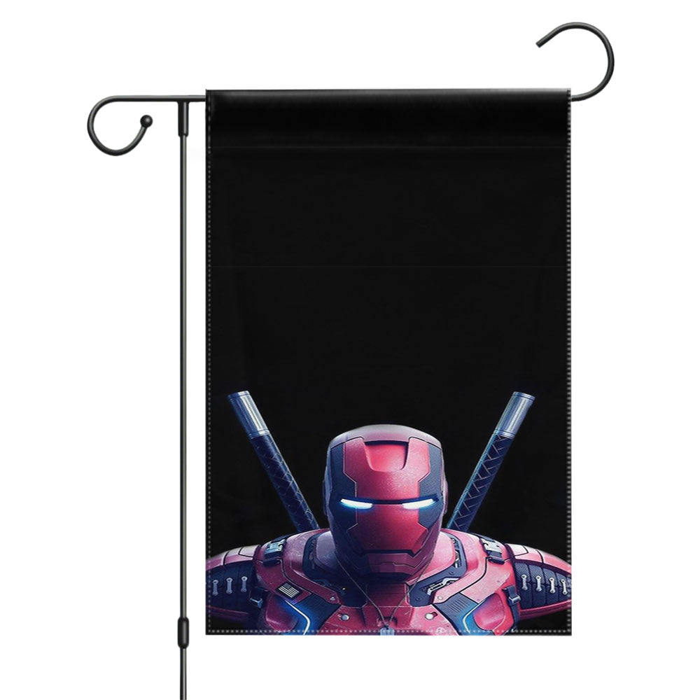 Iron Pool Iron Man Dead Pool Marvel Super Hero Garden Flags Yard Outdoor Lawn 12 X 18