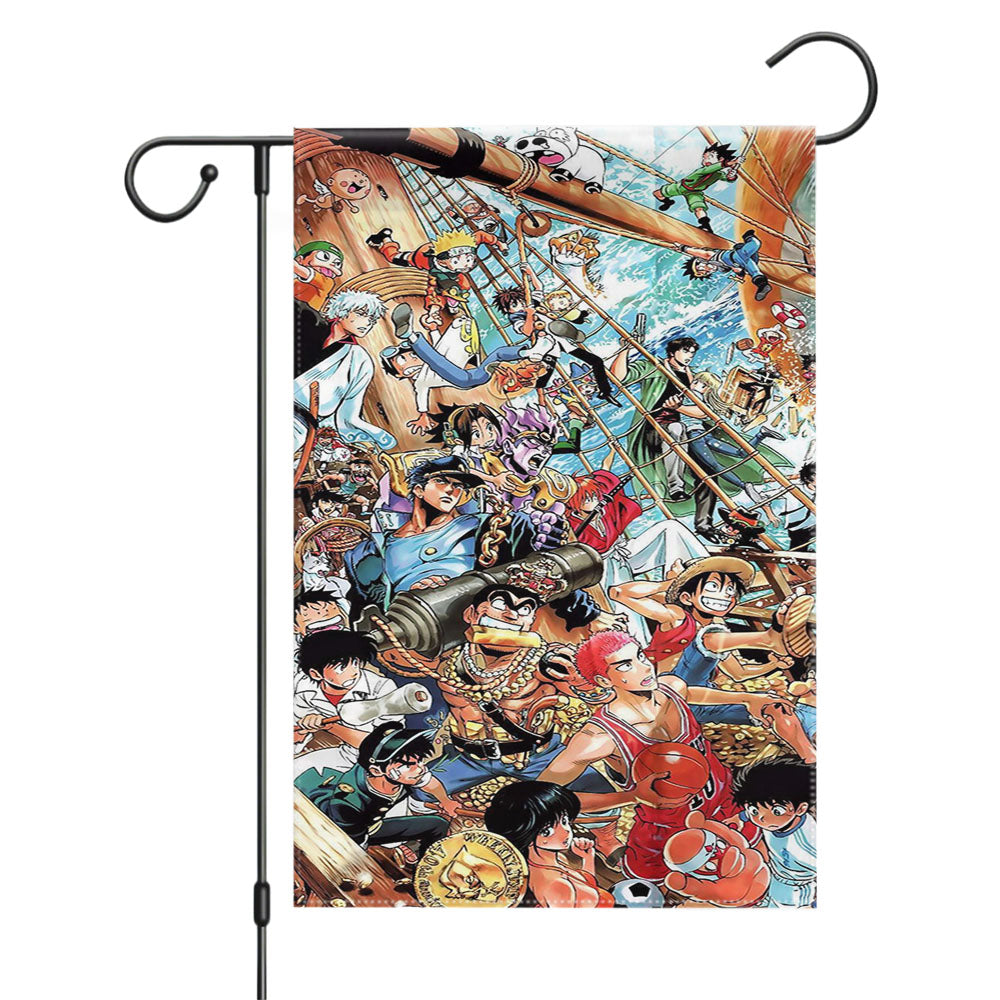 Japan Comic Anime All Character Collage Garden Flags Yard Outdoor Lawn 12 X 18