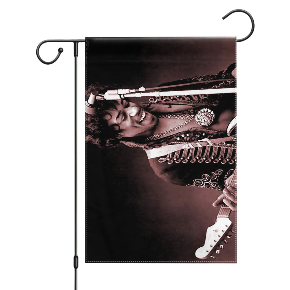 Jimi Hendrix Guitar Playing Garden Flags Yard Outdoor Lawn 12 X 18