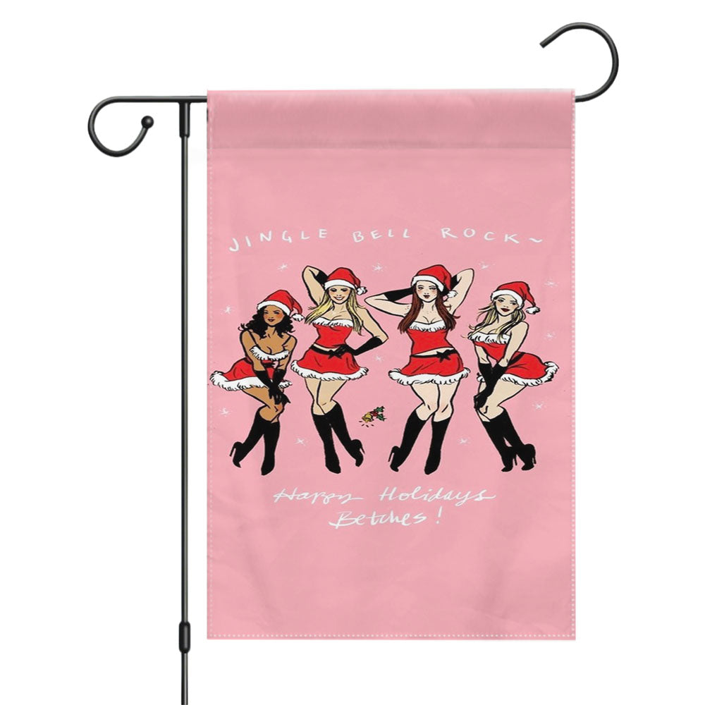Jingle Bell Christmas Girl Garden Flags Yard Outdoor Lawn 12 X 18