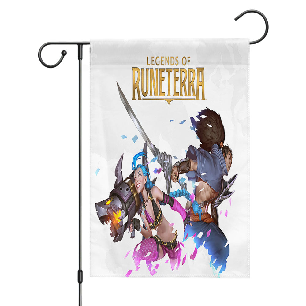 Jinx Yasuo Lol Legends Of Runeterra Garden Flags Yard Outdoor Lawn 12 X 18