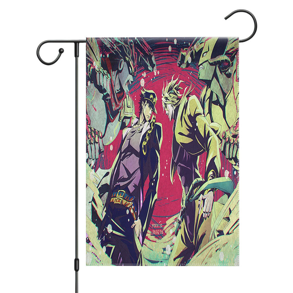 Jojo S Bizarre Adventure Stardust Crusaders Garden Flags Yard Outdoor Lawn 12 X 18
