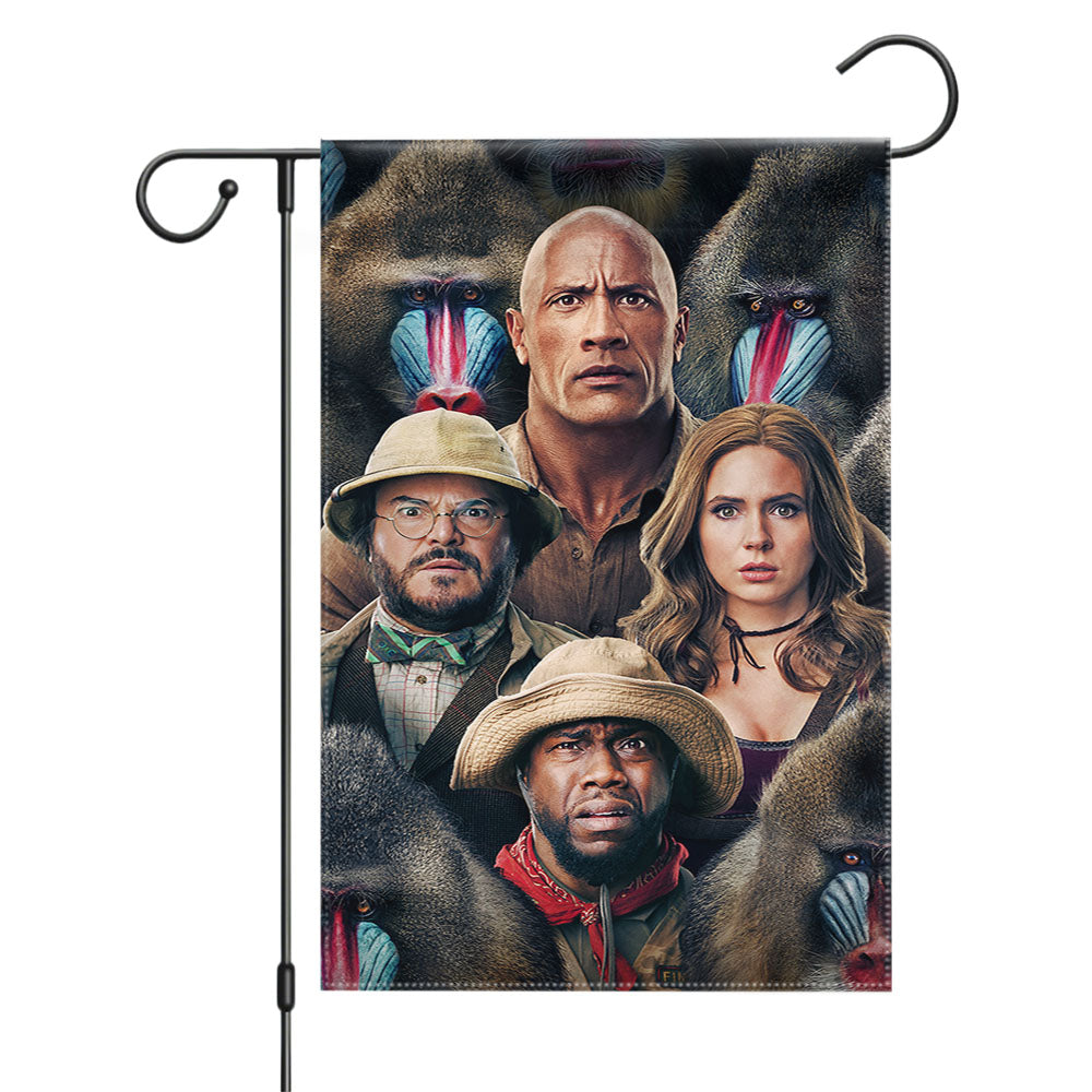 Jumanji The Next Level Dwayne Johnson Jack Black Karen Gillan Kevin Hart Garden Flags Yard Outdoor Lawn 12 X 18