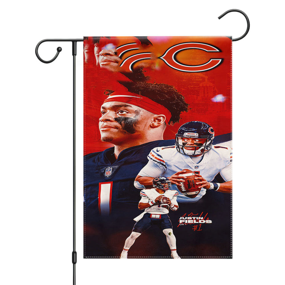Justin Fields Chicago Bears Garden Flags Yard Outdoor Lawn 12 X 18
