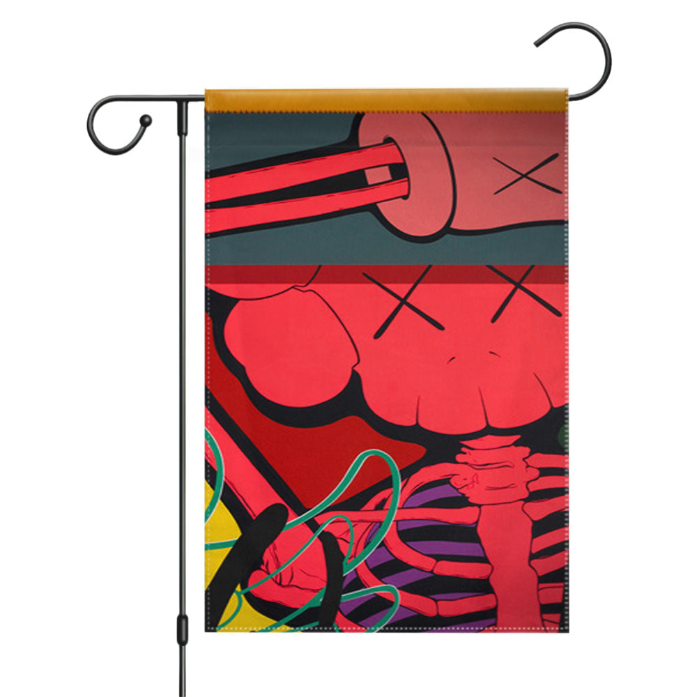 Kaws Mural Painting Garden Flags Yard Outdoor Lawn 12 X 18