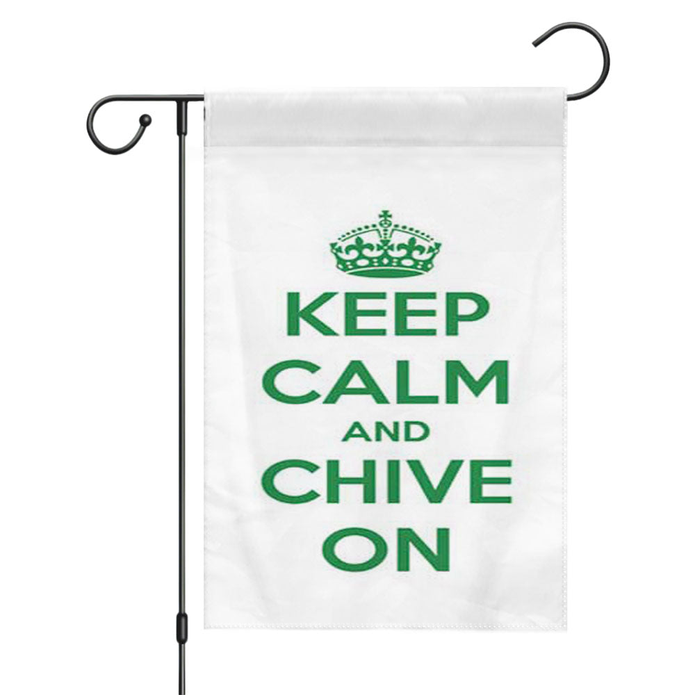 Keep Calm Chive On Green White Garden Flags Yard Outdoor Lawn 12 X 18