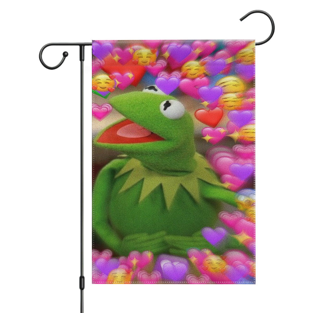 Kermit Meme Heart Garden Flags Yard Outdoor Lawn 12 X 18
