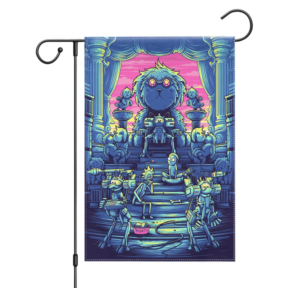 King Lawnmower Dog Rick And Morty Garden Flags Yard Outdoor Lawn 12 X 18