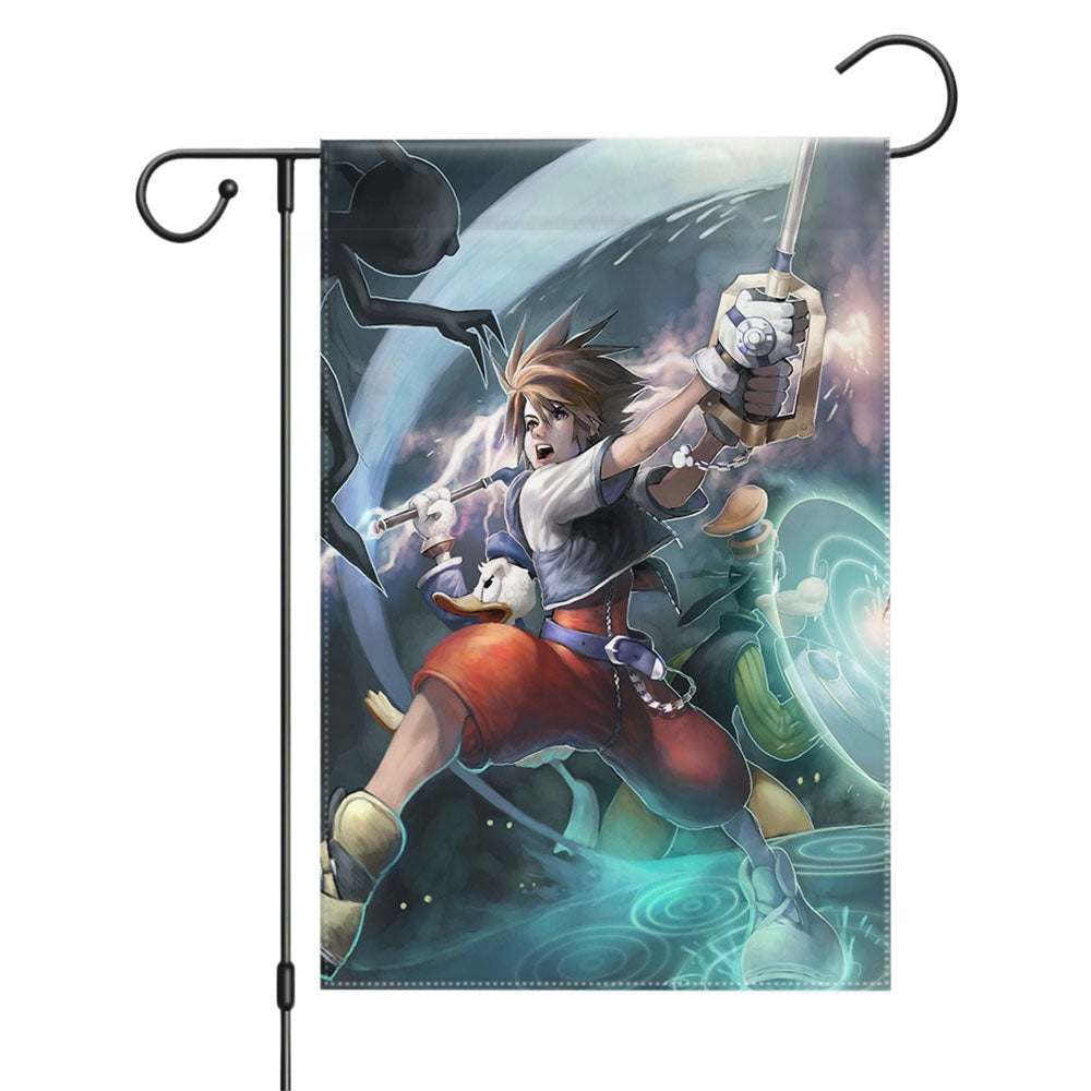 Kingdom Heart Iii Sora And Donald Duck Kill Enemy Garden Flags Yard Outdoor Lawn 12 X 18