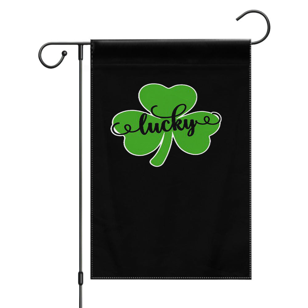 Lucky St Patricks Day Shamrock Clover Logo Birthday Gift Garden Flags Yard Outdoor Lawn 12 X 18