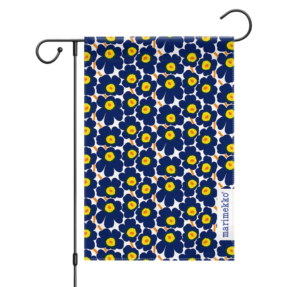 Marimekko Pieni Unikko Blue Flower Pattern Garden Flags Yard Outdoor Lawn 12 X 18