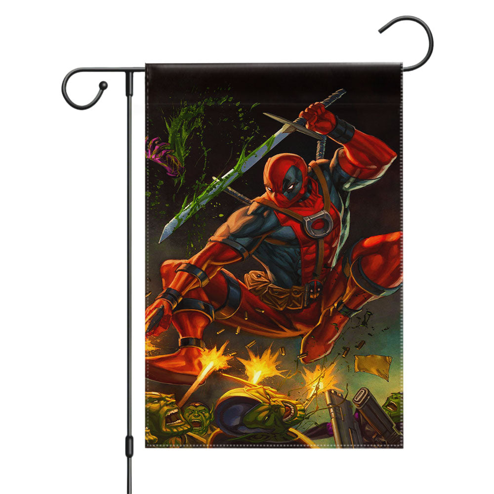 Marvel Deadpool Slash Garden Flags Yard Outdoor Lawn 12 X 18