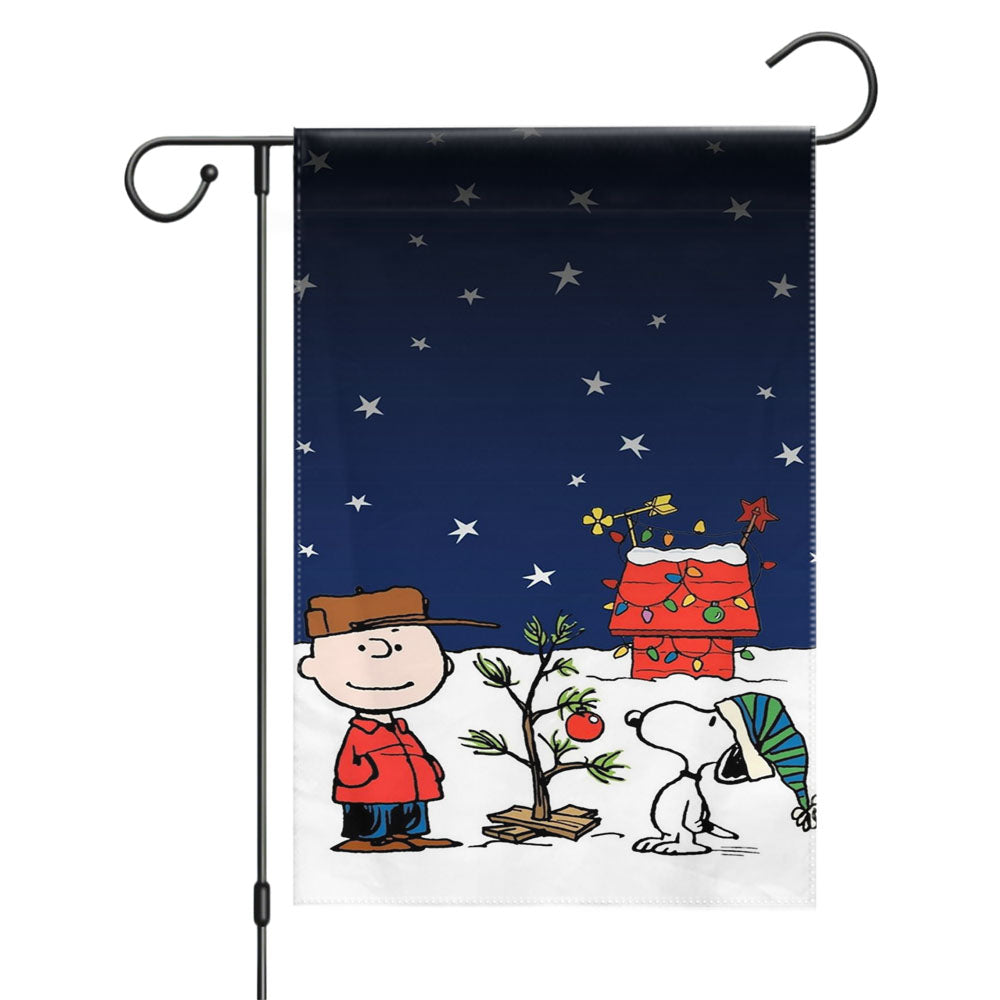 Merry Christmas Charlie Brown Snoopy Wallpaper Garden Flags Yard Outdoor Lawn 12 X 18