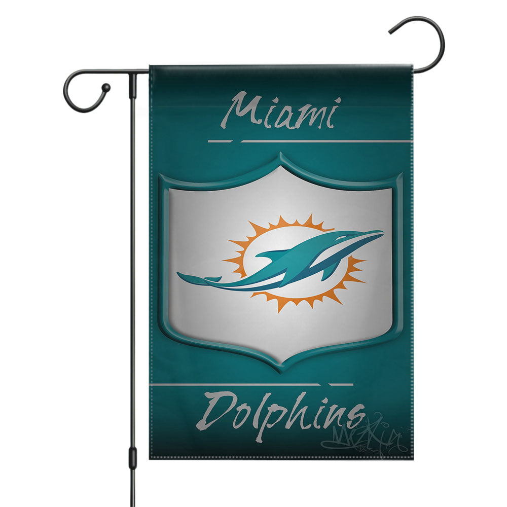 Miami Dolphins Carbon Fiber Garden Flags Yard Outdoor Lawn 12 X 18