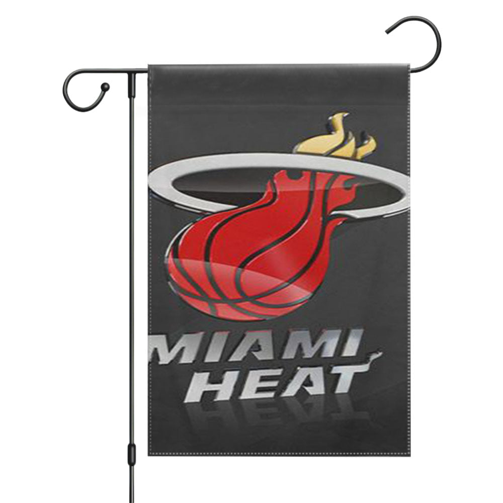 Miami Heat Nba Logo Wallpaper Garden Flags Yard Outdoor Lawn 12 X 18