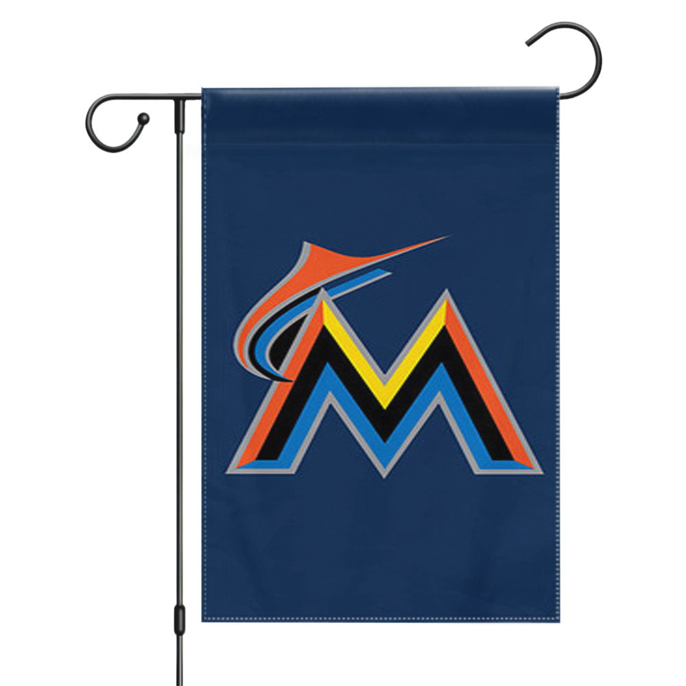 Miami Marlins Baseball Logo Blue Garden Flags Yard Outdoor Lawn 12 X 18