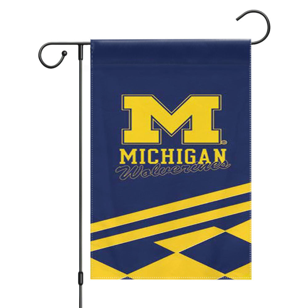 Michigan Wolverines Logo Blue Yellow Garden Flags Yard Outdoor Lawn 12 X 18
