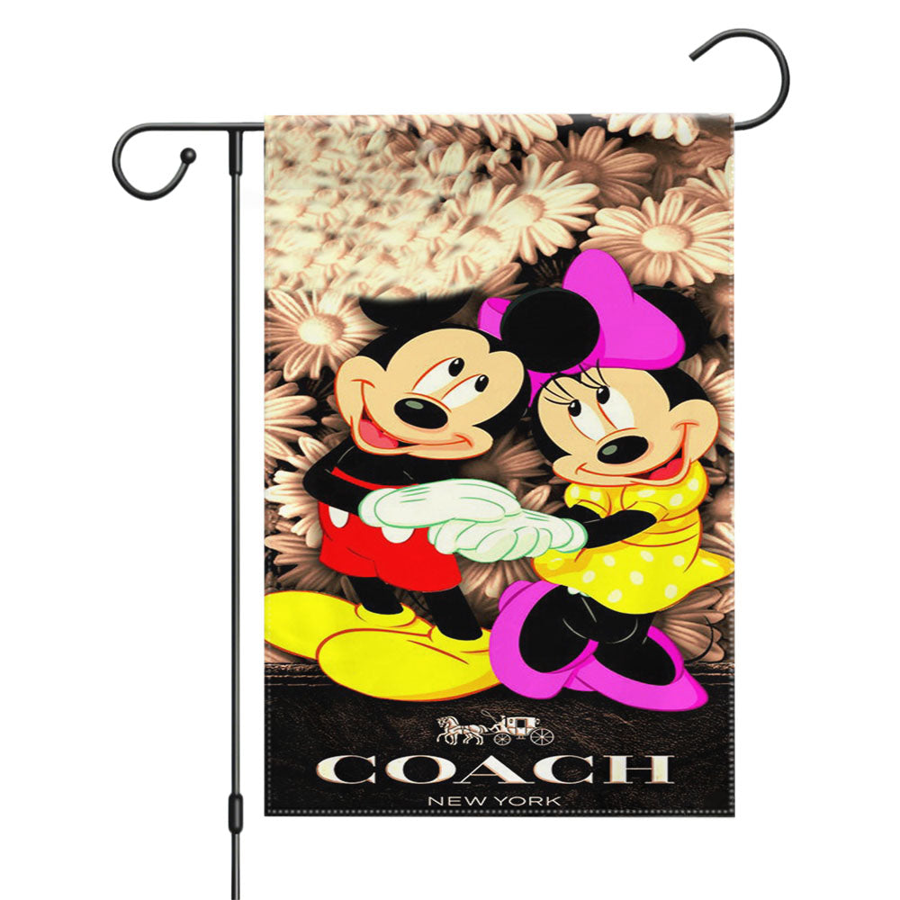 Mickey And Minnie Mouse Coach Cool Garden Flags Yard Outdoor Lawn 12 X 18