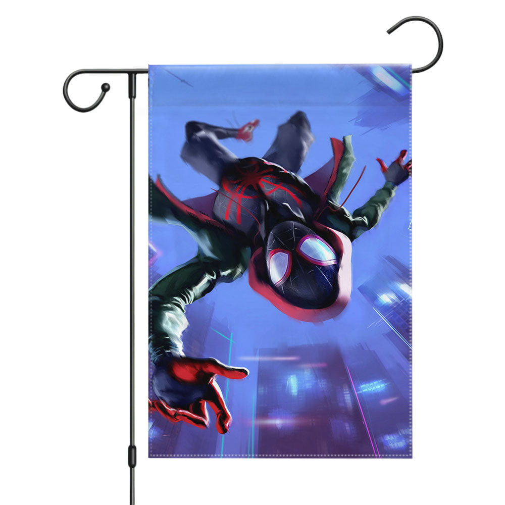 Miles Morales In Spider Man Into The Spider Verse Garden Flags Yard Outdoor Lawn 12 X 18