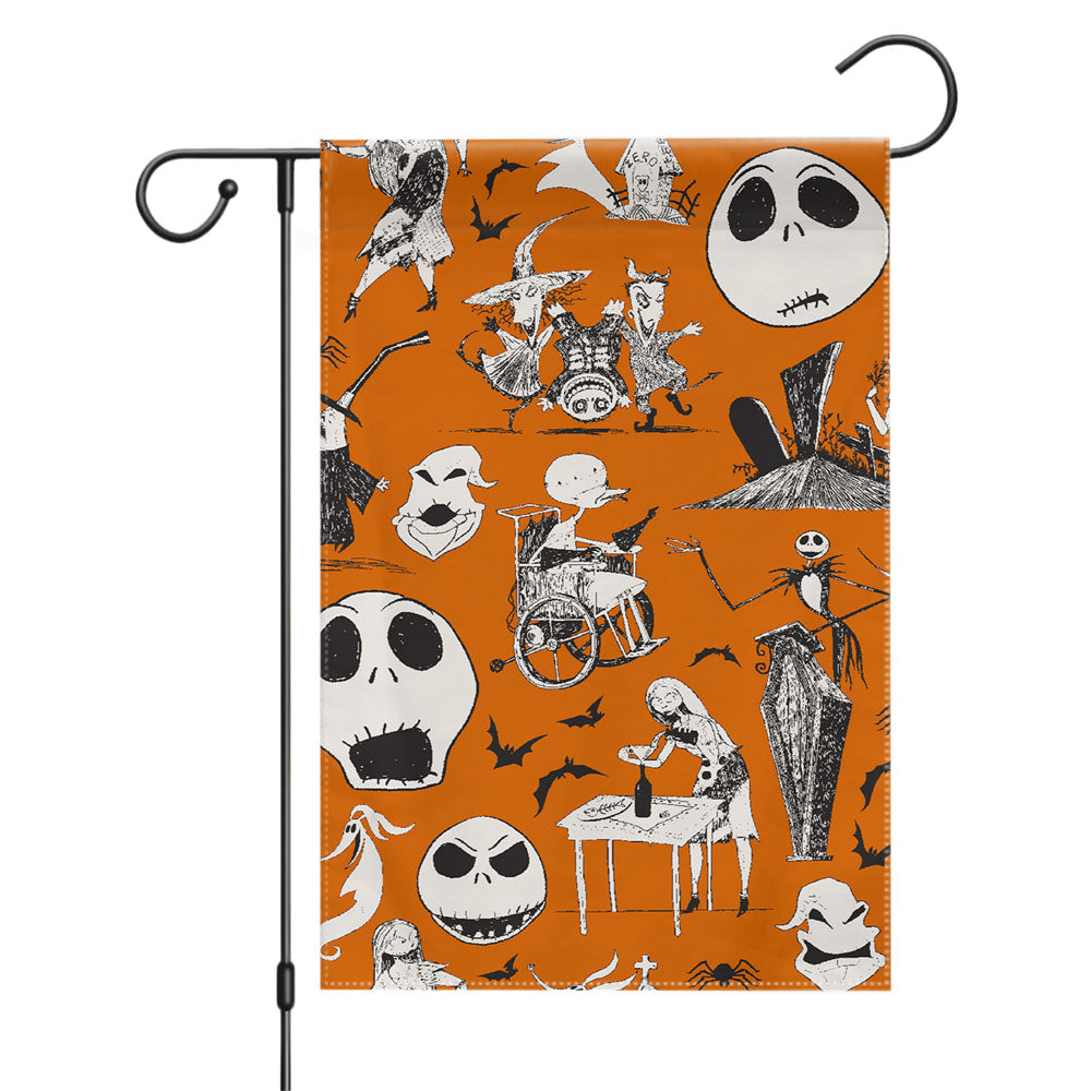 Nightmare Before Christmas Halloween Wallpaper Garden Flags Yard Outdoor Lawn 12 X 18