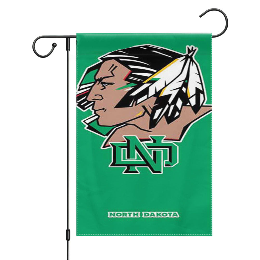 North Dakota Sioux Big Logo Green Bkg Garden Flags Yard Outdoor Lawn 12 X 18