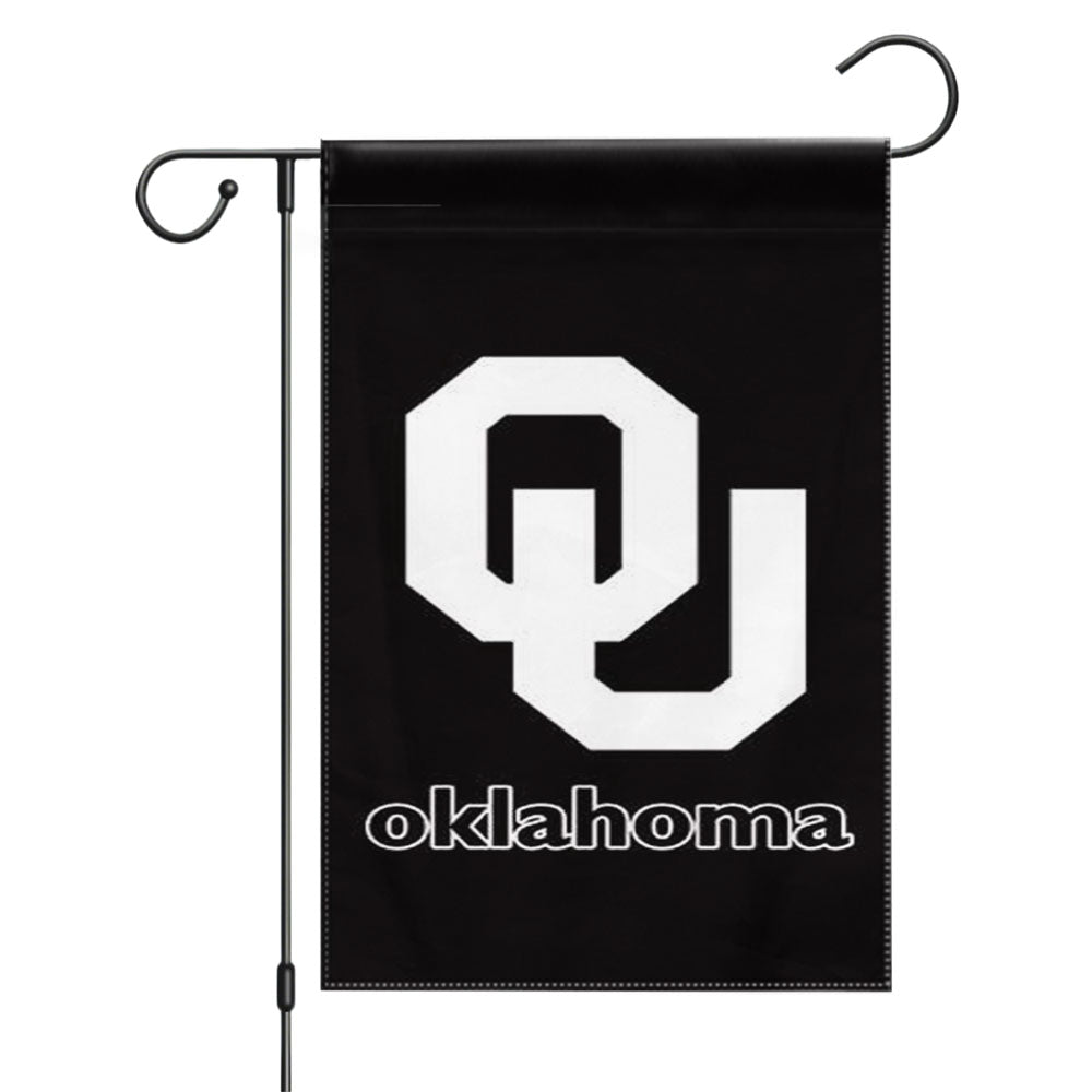 Oklahoma Sooners Black Logo Garden Flags Yard Outdoor Lawn 12 X 18