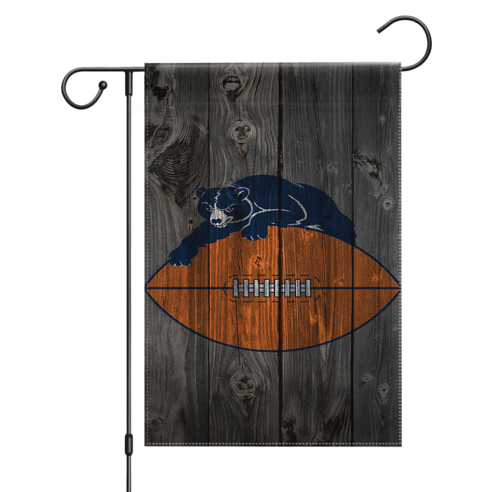 Old Chicago Bears Nfl Logo Dark Wood Wallpaper Garden Flags Yard Outdoor Lawn 12 X 18
