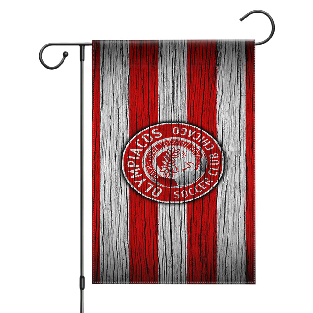 Olympiacos Soccer Club Chicago Flag Garden Flags Yard Outdoor Lawn 12 X 18