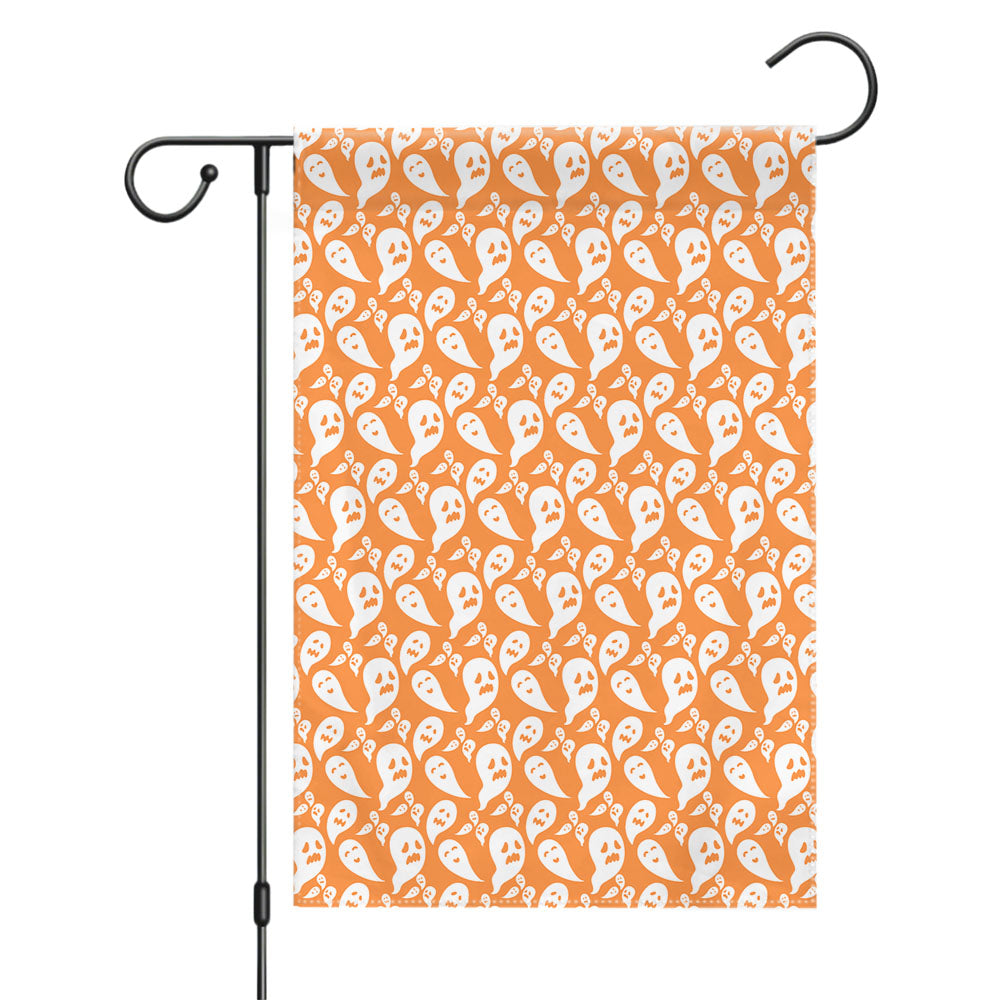 Orange Ghosts Pattern Halloween Garden Flags Yard Outdoor Lawn 12 X 18