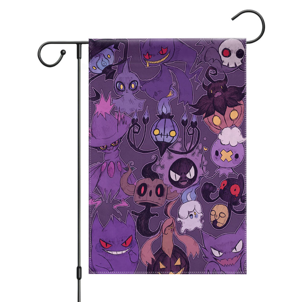 Pokemon Halloween Ghost Type With Pikachu Garden Flags Yard Outdoor Lawn 12 X 18