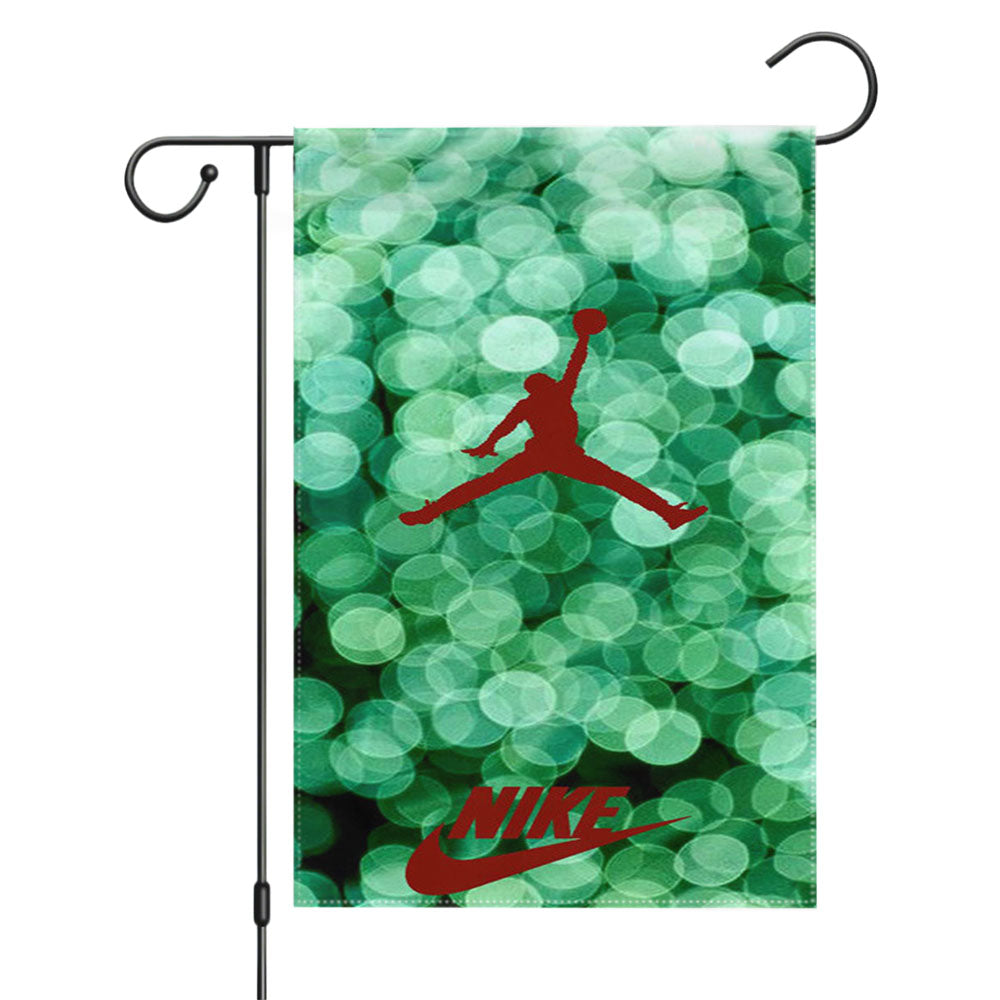 Red Nike Air Jordan Green Glitter Garden Flags Yard Outdoor Lawn 12 X 18