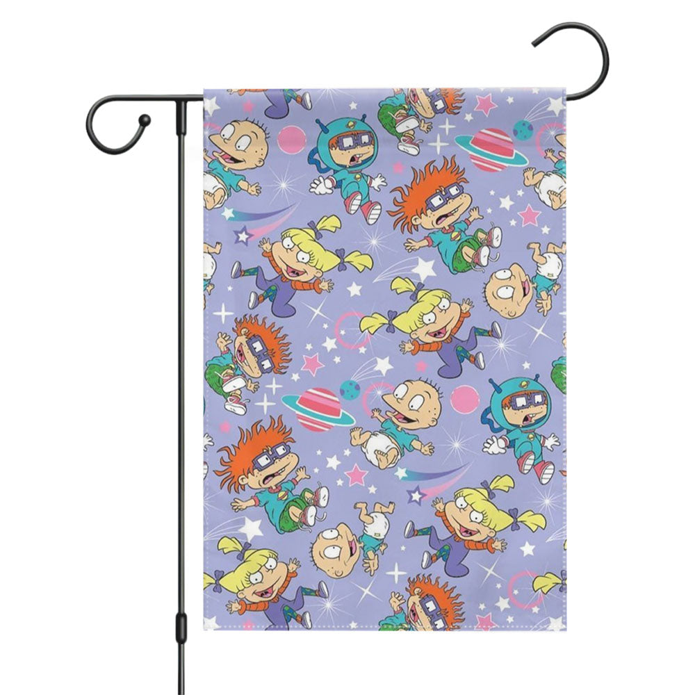 Rugrats Pattern Plannet Wallpaper Garden Flags Yard Outdoor Lawn 12 X 18