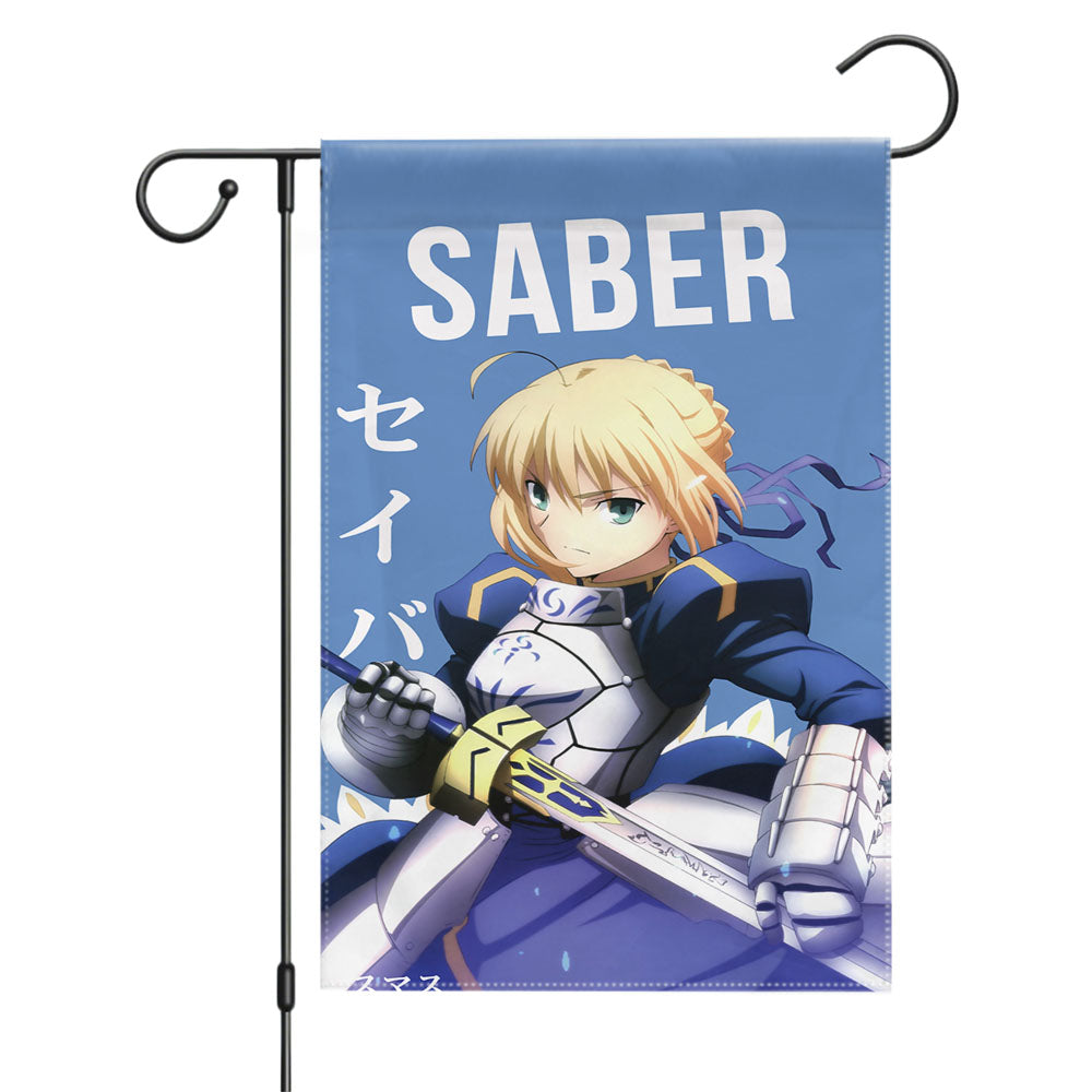 Saber Fate Stay Night Anime Garden Flags Yard Outdoor Lawn 12 X 18