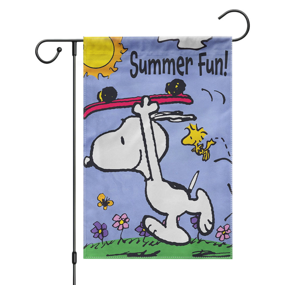 Snoopy Summer Flag Peanuts Garden Flags Yard Outdoor Lawn 12 X 18