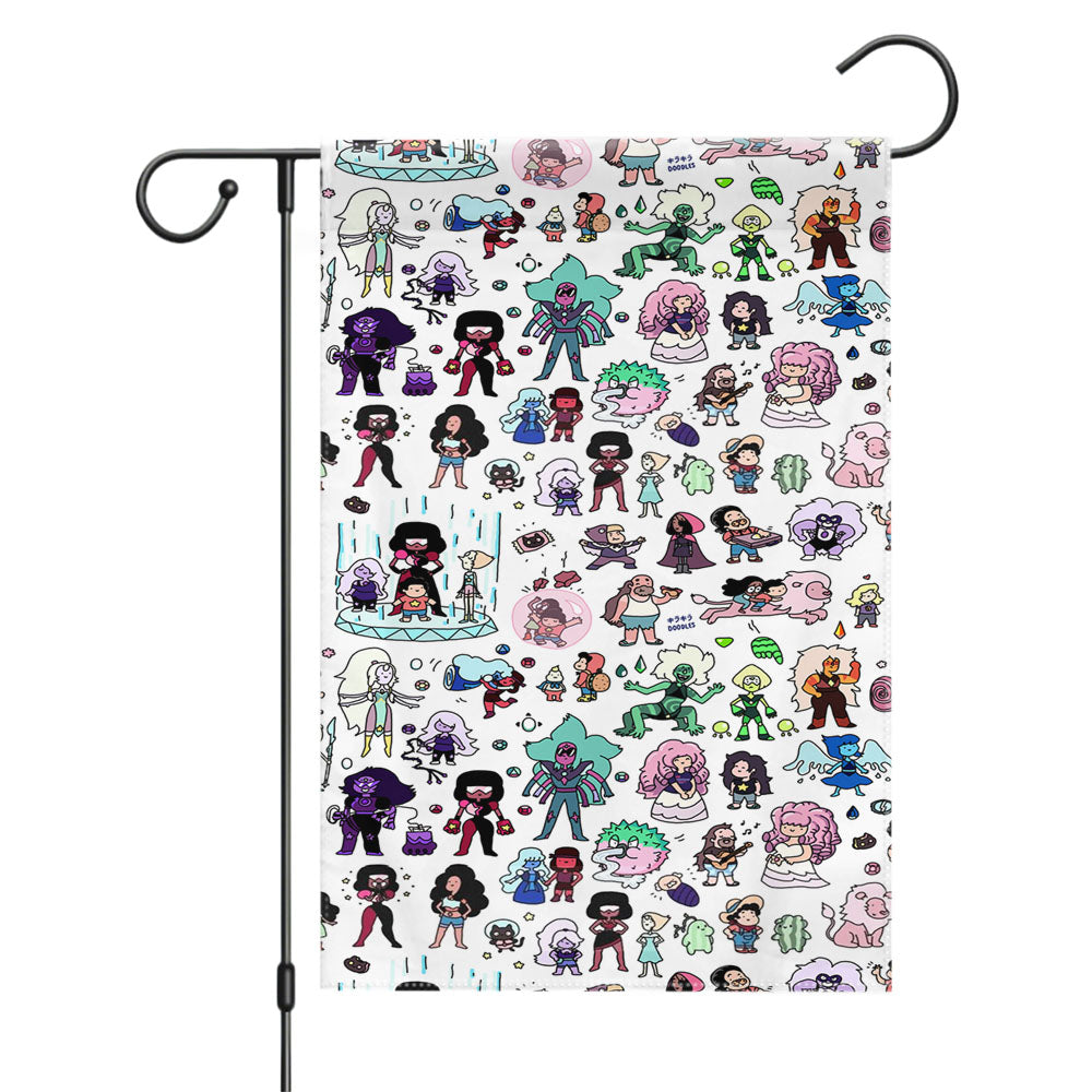 Steven Universe Pattern Wallpaper Garden Flags Yard Outdoor Lawn 12 X 18