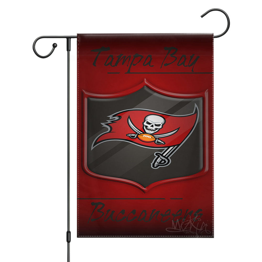 Tampa Bay Bucs, Black, Buccaneers, Florida Garden Flags Yard Outdoor Lawn 12 X 18