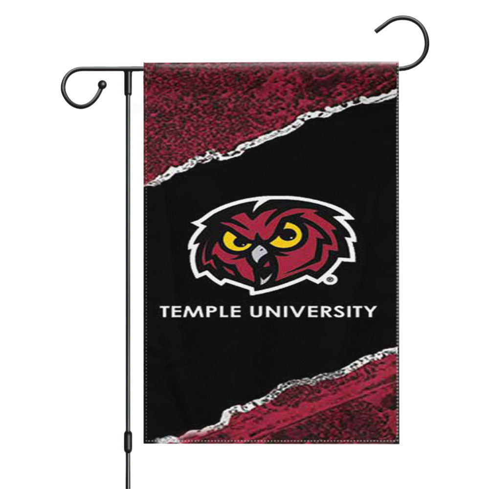 Temple University Strip Garden Flags Yard Outdoor Lawn 12 X 18