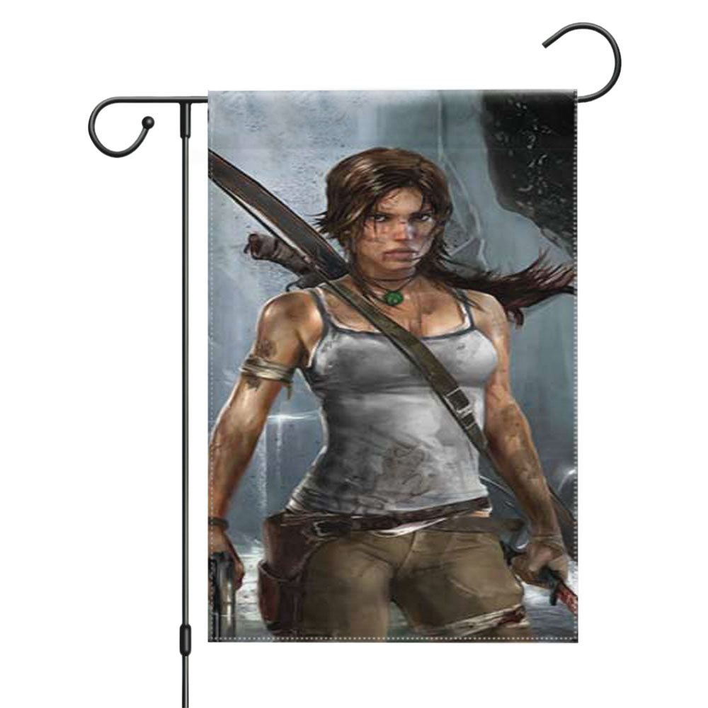 Tomb Raider Lara Croft Garden Flags Yard Outdoor Lawn 12 X 18