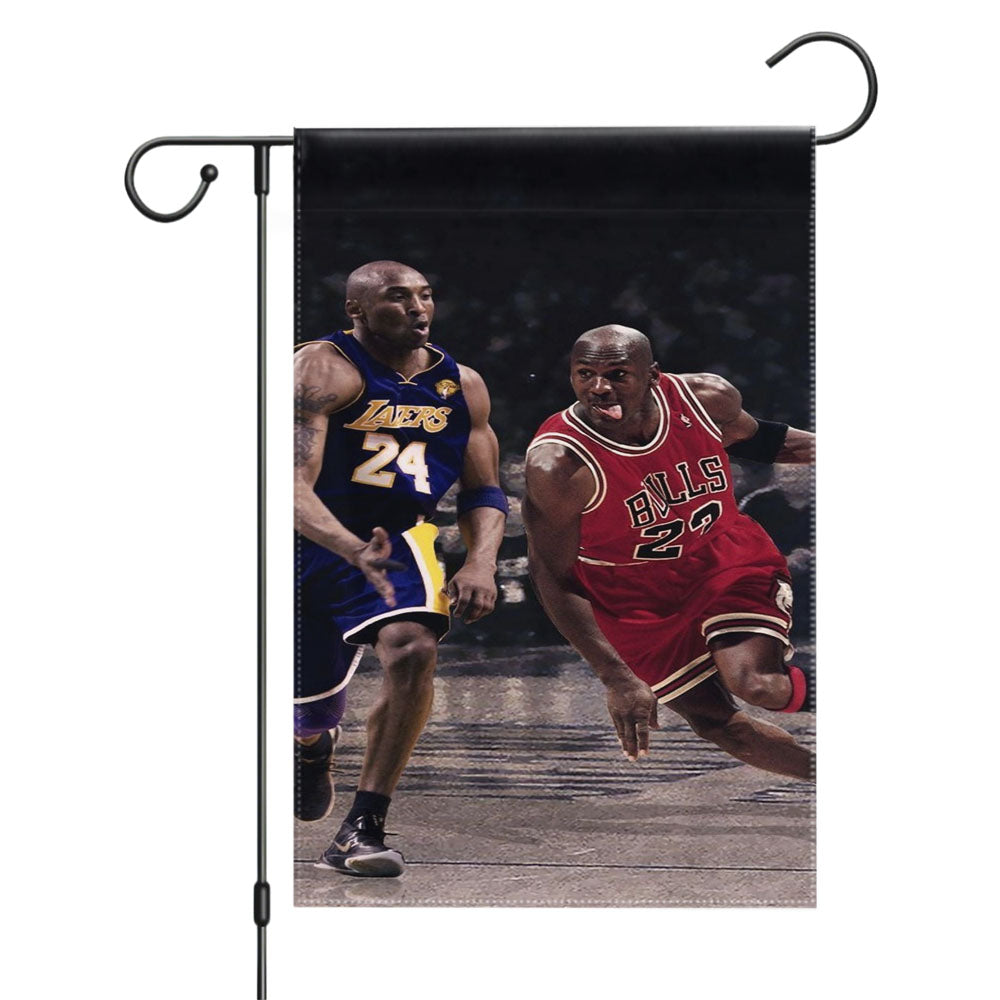 Two Legend Jordan Vs Kobe Nba Garden Flags Yard Outdoor Lawn 12 X 18