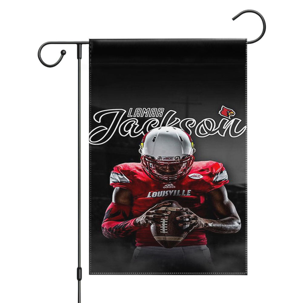 University Of Louisville Lamar Jackson Garden Flags Yard Outdoor Lawn 12 X 18