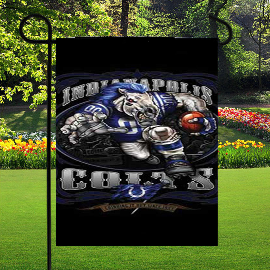 Indy Colts Angry Garden Flag Outdoor Lawn 12X18 Inch