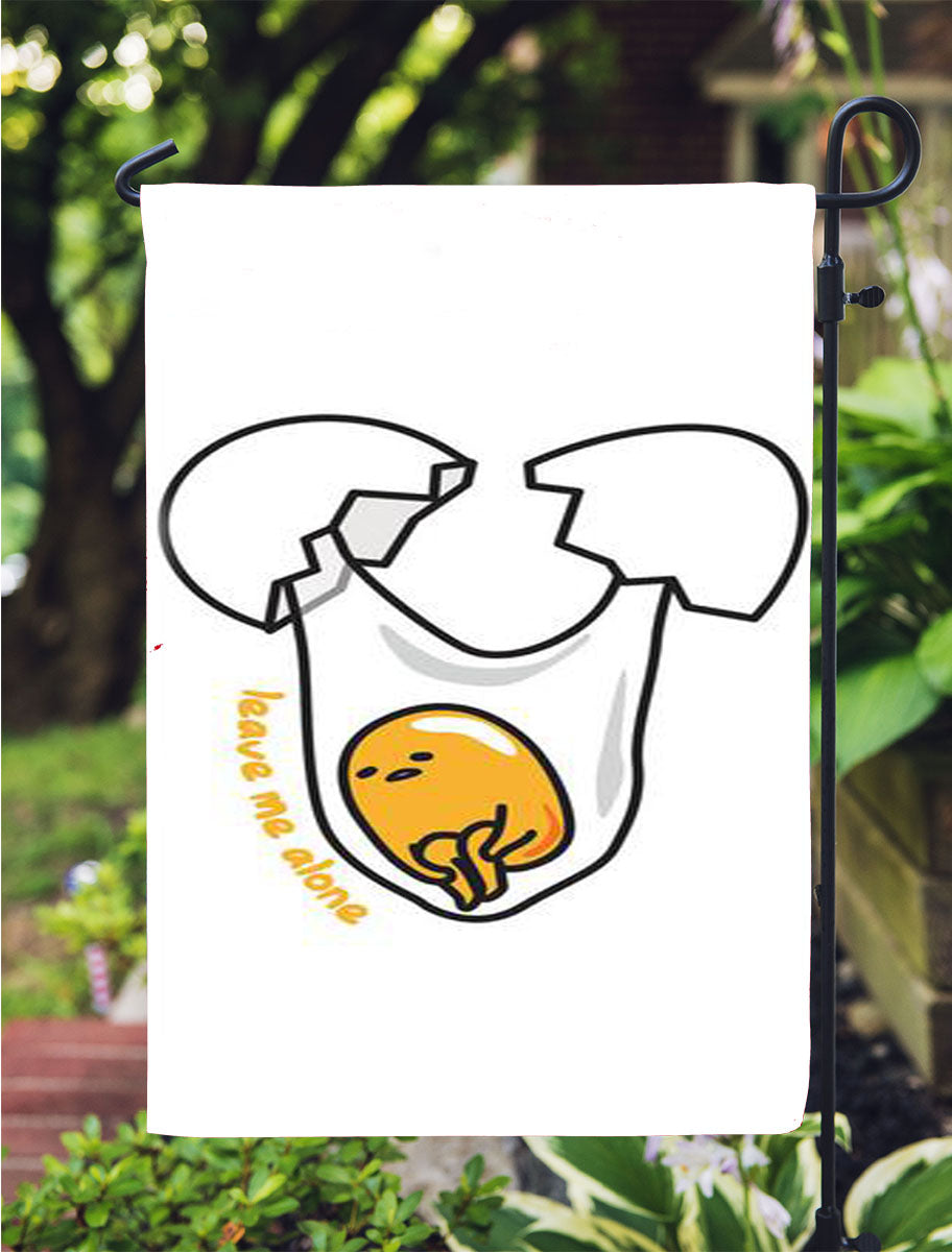 Gudetama Leave Me Alone Garden Flag Outdoor Lawn 12X18 Inch