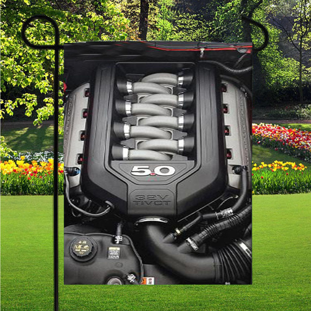 5 0L Coyote Ford Mustang Gt Engine Garden Flag Yard Sign Outdoor Lawn 12 X 18 inch