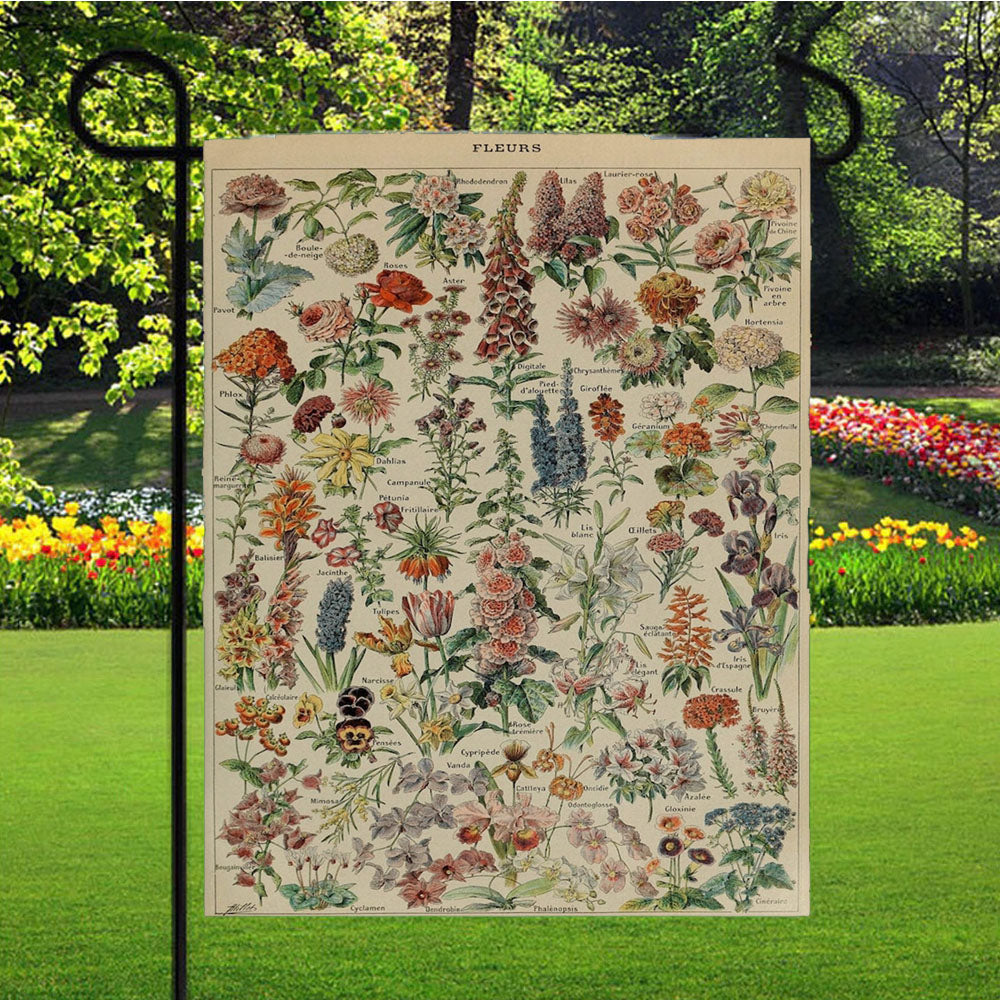 Adolphe Millot'S Flowers Chart Garden Flag Yard Sign Outdoor Lawn 12 X 18 inch