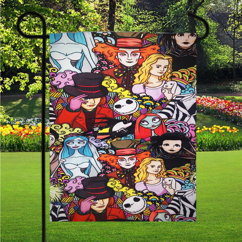 Halloween Johny Depp Pattern Cartoon Garden Flag Outdoor Lawn 12 X 18 Inch